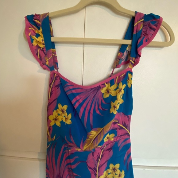 neon floral open back mini dress - Picture 4 of 5